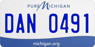 MI license plate DAN0491
