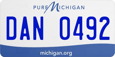 MI license plate DAN0492