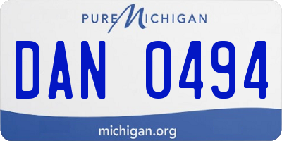 MI license plate DAN0494