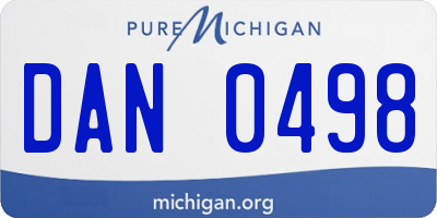 MI license plate DAN0498