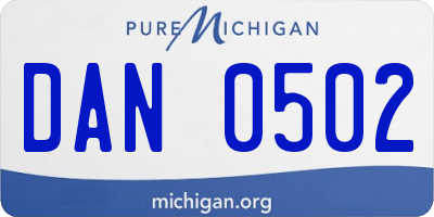 MI license plate DAN0502
