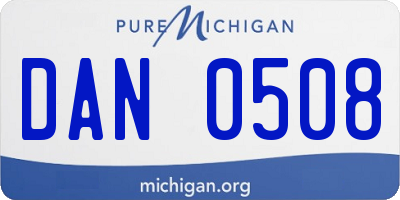 MI license plate DAN0508