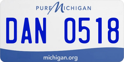 MI license plate DAN0518