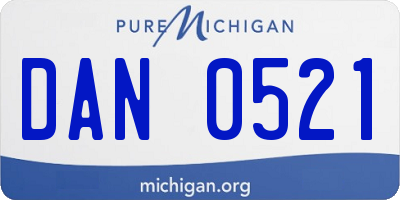 MI license plate DAN0521