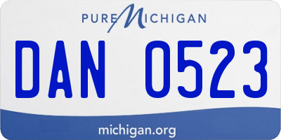 MI license plate DAN0523