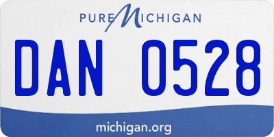 MI license plate DAN0528