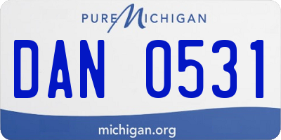 MI license plate DAN0531