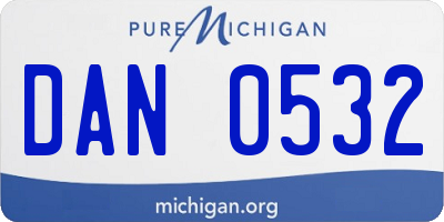 MI license plate DAN0532