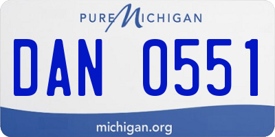 MI license plate DAN0551