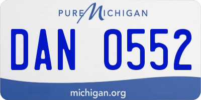 MI license plate DAN0552