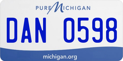 MI license plate DAN0598