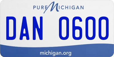 MI license plate DAN0600