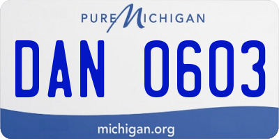 MI license plate DAN0603