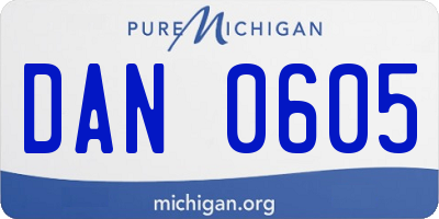 MI license plate DAN0605