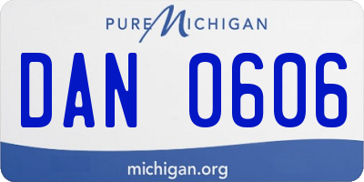 MI license plate DAN0606