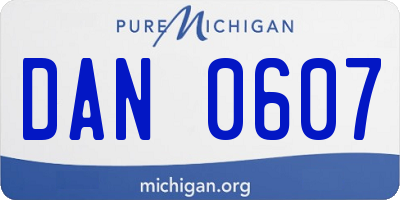 MI license plate DAN0607
