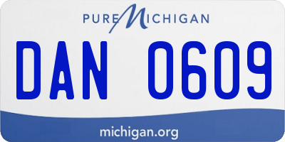 MI license plate DAN0609