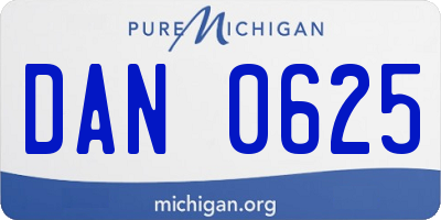 MI license plate DAN0625