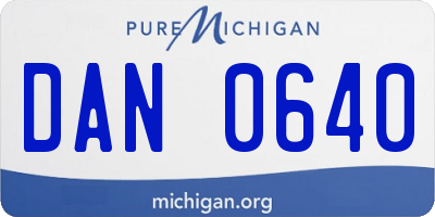 MI license plate DAN0640