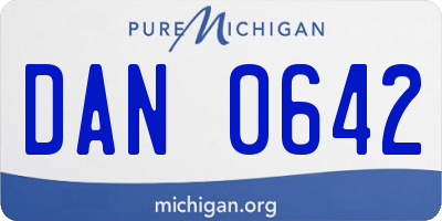 MI license plate DAN0642