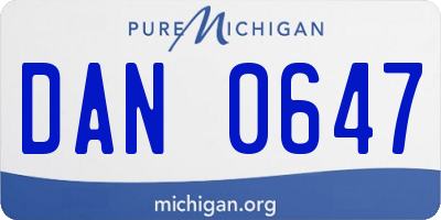 MI license plate DAN0647