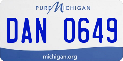 MI license plate DAN0649