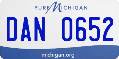 MI license plate DAN0652