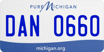 MI license plate DAN0660