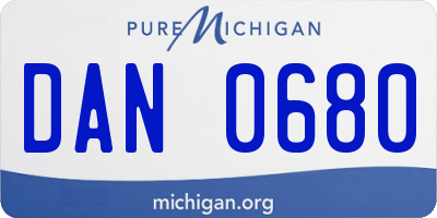 MI license plate DAN0680