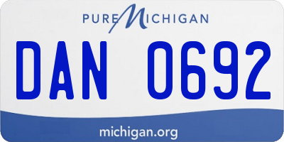 MI license plate DAN0692