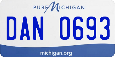 MI license plate DAN0693