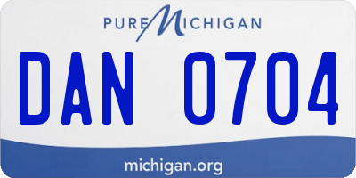 MI license plate DAN0704