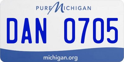 MI license plate DAN0705