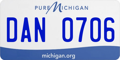 MI license plate DAN0706
