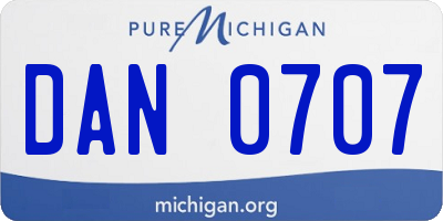 MI license plate DAN0707