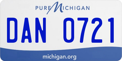 MI license plate DAN0721