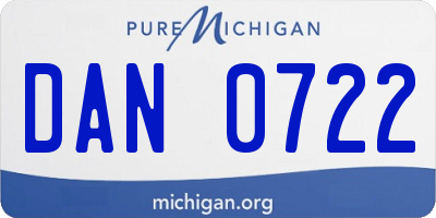 MI license plate DAN0722