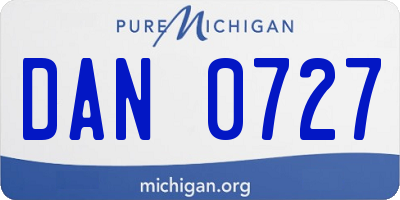 MI license plate DAN0727