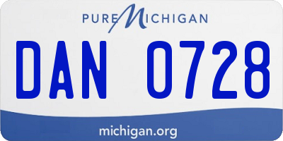 MI license plate DAN0728