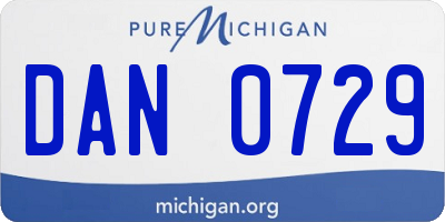 MI license plate DAN0729