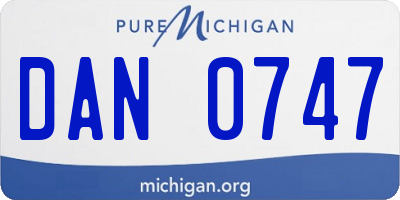 MI license plate DAN0747