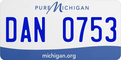 MI license plate DAN0753