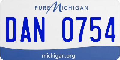MI license plate DAN0754