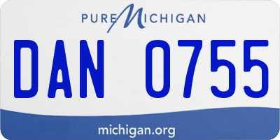 MI license plate DAN0755
