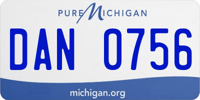 MI license plate DAN0756