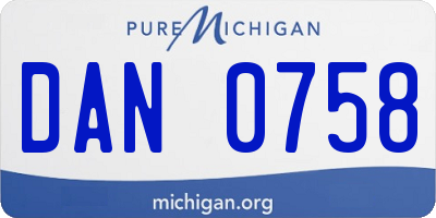 MI license plate DAN0758