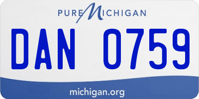 MI license plate DAN0759