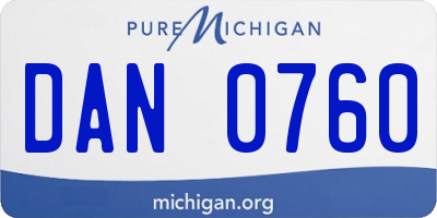 MI license plate DAN0760