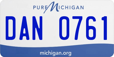 MI license plate DAN0761