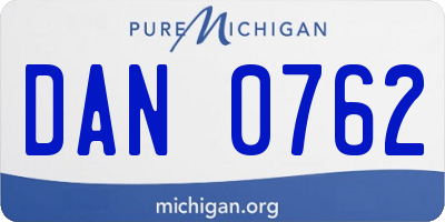 MI license plate DAN0762